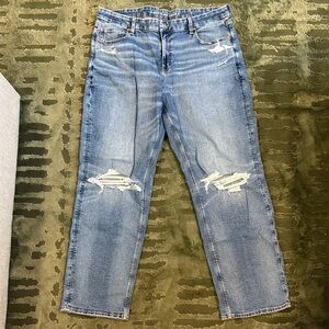 American Eagle Outfitters Light Blue Distressed Straight Leg Jeans